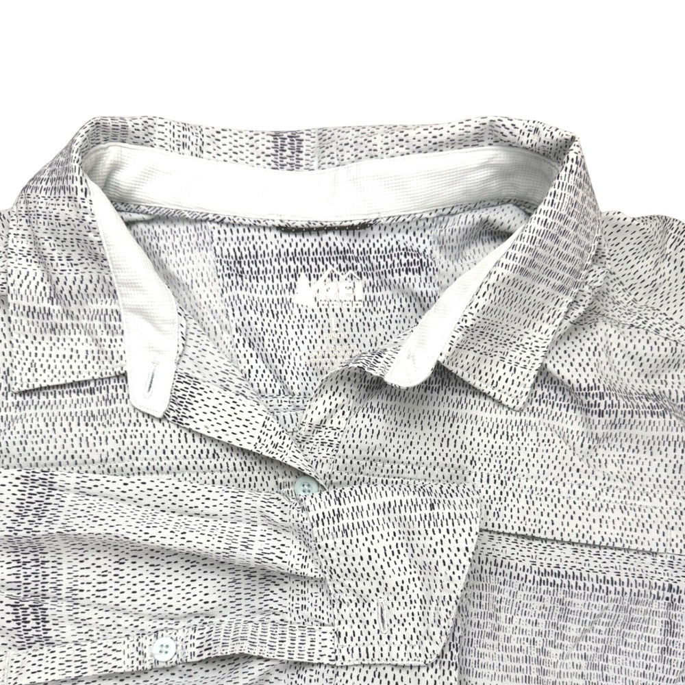 REI Co-op Womens Sahara Long Sleeve Hiking Shirt Light Blue Pattern Large 901123